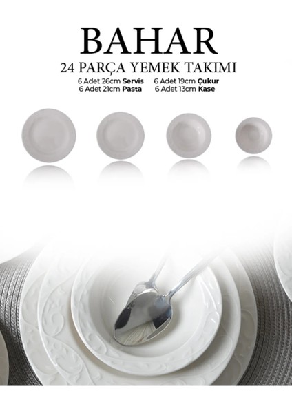 Bahar 24 Parça 6 Kişilik Porselen Yemek Takımı indirimleri