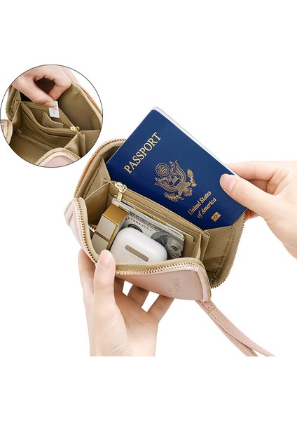 Basit Kart Tutucu Fermuarlı Pasaport Çantası Çoklu Kart Yuvası Değişiklik Hepsi Bir Arada Kimlik Saklama Çantası Koruyucu Kılıf Klip Kabuk (Yurt Dışından) fiyatları
