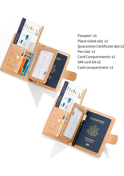 Cüzdan Çoklu Kart Yuvası Gevşek Yapraklı Pasaport Çantası Basit Bilet Tutucu Seyahat Belgesi Depolama Koruyucu Kılıf (Yurt Dışından) modelleri