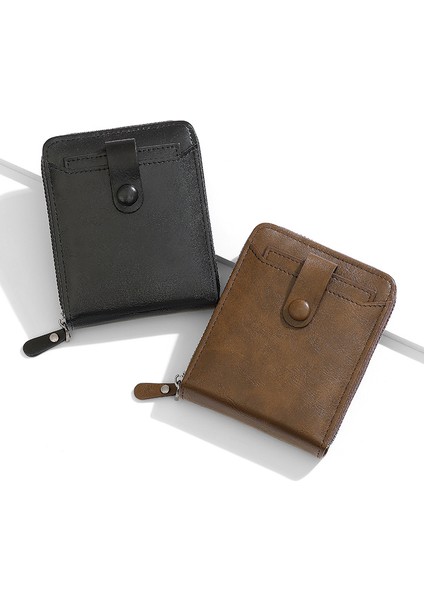 Çoklu Kart Yuvası Kısa Fermuarlı Erkek Cüzdan Büyük Kapasiteli Kart Tutucu (Yurt Dışından) fiyatları