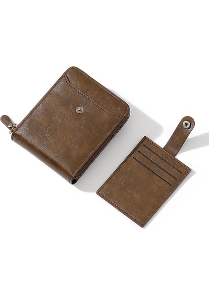 Çoklu Kart Yuvası Kısa Fermuarlı Erkek Cüzdan Büyük Kapasiteli Kart Tutucu (Yurt Dışından) indirimleri