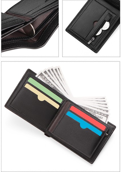 Cüzdan Erkek Cüzdan Kart Tutucu Iş Kısa Ince Fermuarlı Para Cüzdanı (Yurt Dışından) fırsatları