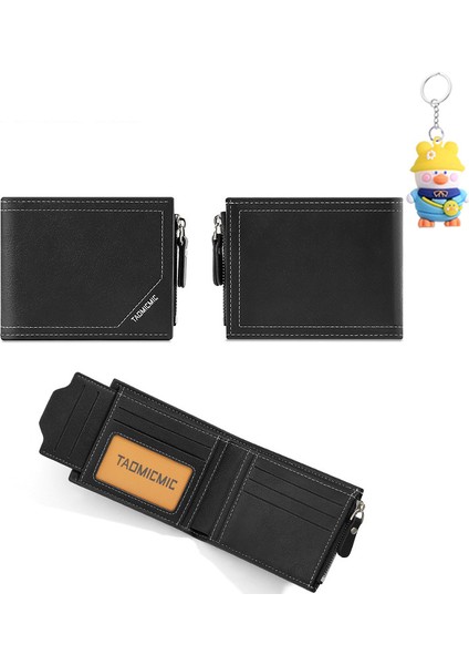 Kısa Erkek Cüzdanı Ultra Ince Iki Katlı Çoklu Kart Yuvası Değişim Parası Tutucu Kart Tutucu (Yurt Dışından)