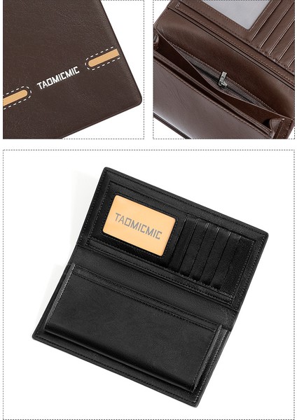 Basit Erkekler Uzun Iki Katlı Cep Telefonu Cüzdanı Büyük Kapasiteli Iş El Cüzdanı Kart Tutucu (Yurt Dışından) fırsatları