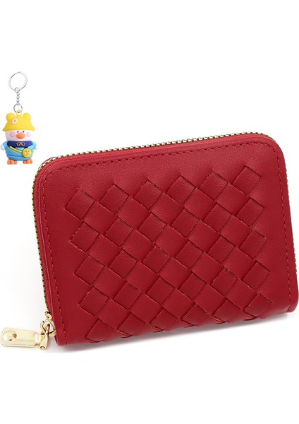 Basit Kadın Kart Tutucu Kısa Fermuarlı Çanta Çoklu Kart Yuvası Para Cüzdanı Depolama Çantası (Yurt Dışından)