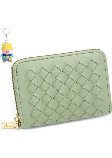 Basit Kadın Kart Tutucu Kısa Fermuarlı Çanta Çoklu Kart Yuvası Para Cüzdanı Depolama Çantası (Yurt Dışından)