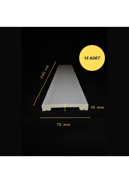 Dekoratif Boyanabilir 15 Adet 7,5 cm Polistren Duvar Çıtası