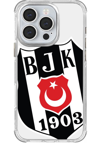 Apple iPhone 16 Pro Beşiktaş Büyük Logo Şeffaf Telefon Kılıfı