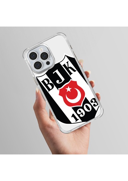 Apple iPhone 16 Pro Beşiktaş Büyük Logo Şeffaf Telefon Kılıfı