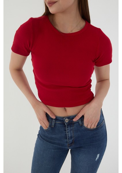 2'li Adet Fitilli Kısa Kol ve Askılı Body Crop Bluz Seti modelleri