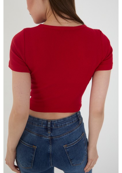 2'li Adet Fitilli Kısa Kol ve Askılı Body Crop Bluz Seti fırsatları