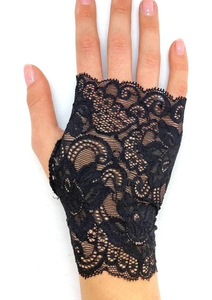 Dantel eldiven,siyah parmaksız eldiven,dans eldiveni, gelin eldiveni, kostüm, nikah