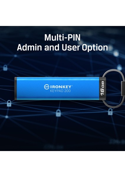 Ironkey 128GB Keypad 200, Fıps 140-3 Taşınabilir Type-C Bellek - IKKP200C/128GB