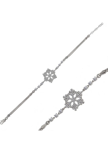 Gümüş Kar Tanesi Kadın Bileklik