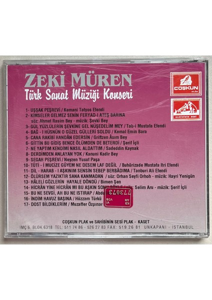 Zeki Müren - Türk Sanat Müziği Konseri (Orjnal İlk Dönem Baskı Kırmızı Bandrol Cd) fiyatları