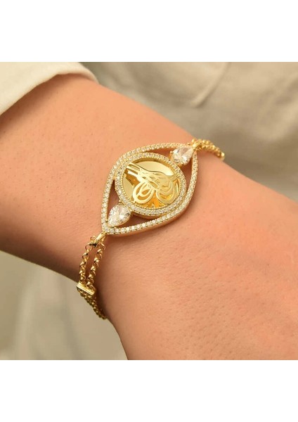 Gümüş Gold Kaplama Tuğralı Kadın Bileklik fiyatları