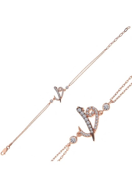 Gümüş Rose Elif Vav Kadın Bileklik