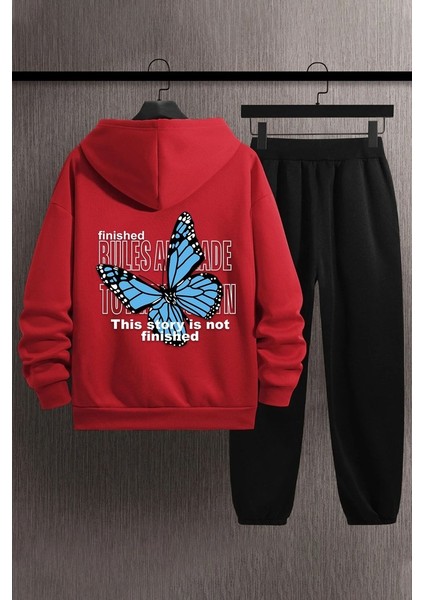 Uygun Tarz Unisex Kelebek Baskılı Eşofman Takımı