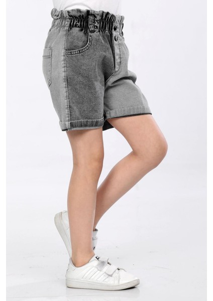 % 97 Pamuk-Denim-Jeans-Yüksek Bel-Lastikli-Sahte Çıtçıtlı-Bel Karneli-Iki Renkli Kız Çocuk Şortu fiyatları