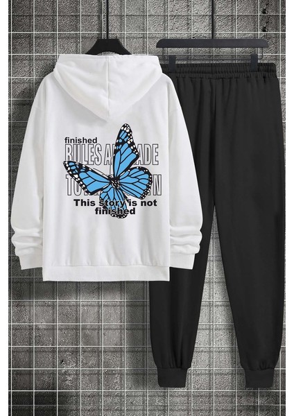 Uygun Tarz Unisex Kelebek Baskılı Eşofman Takımı