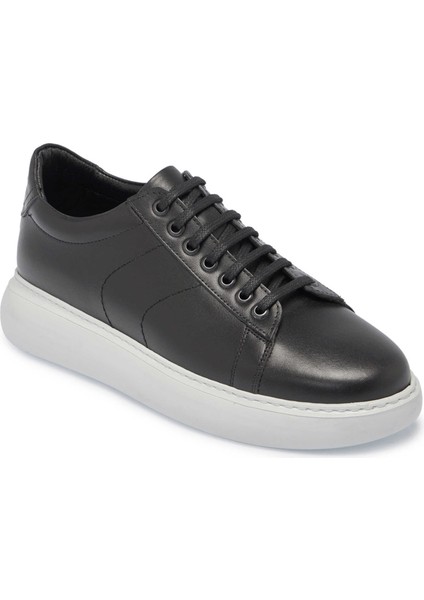 Siyah Hakiki Deri Erkek Sneaker - E25I1AY57222-A23
