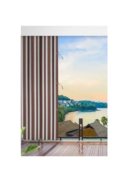 Balkon Perdesi Kuş Gözü Ölçü Seçenekli Kahverengi Beyaz