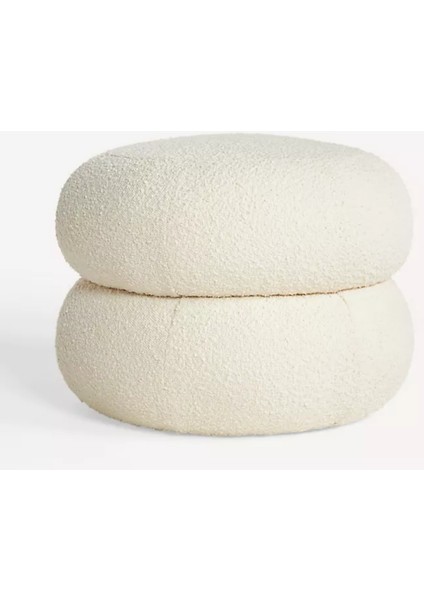 Çift Katmanlı Şık Puf - Kadife ve Bouclé Kumaşlı Dekoratif Oturma Alternatifi