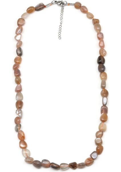 Ay Taşı ( Çelik Klipsli ) Doğal Taş Kolye Mercimek Kesim