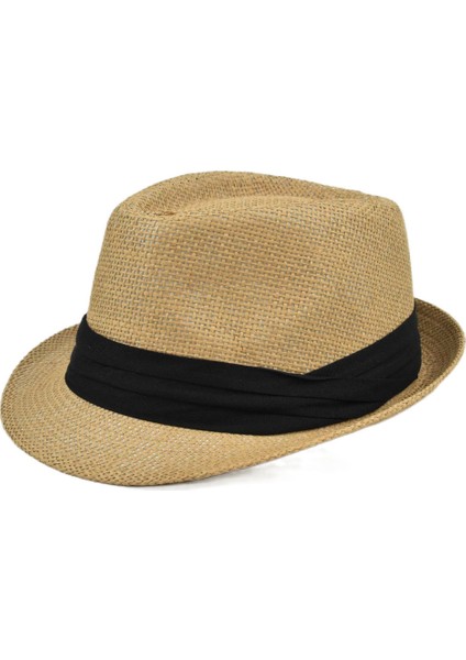 Gündelik Moda Silindir Şapka Erkek Hasır Şapka Güneş Şapkası (Yurt Dışından)