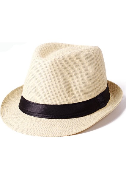 Gündelik Moda Silindir Şapka Erkek Hasır Şapka Güneş Şapkası (Yurt Dışından)