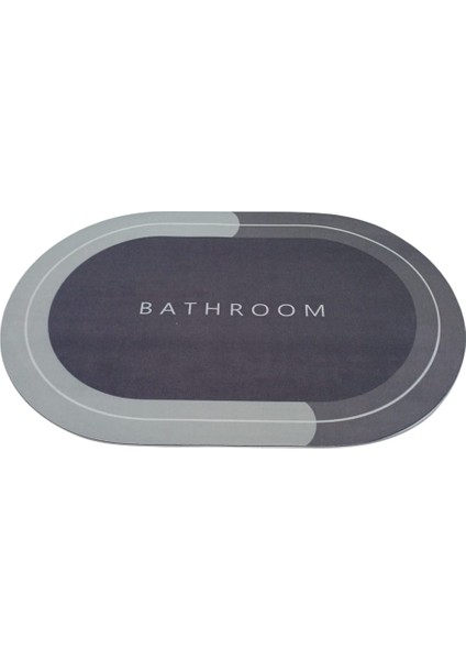 Oval Banyo Paspası Kaymaz Tabanlı Süper Emici Deri Banyo Paspası Abdest Paspası 60X40 cm