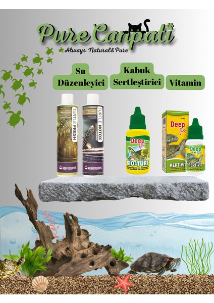 Kaplumbağa Su Düzenleyici ve Bakım Seti