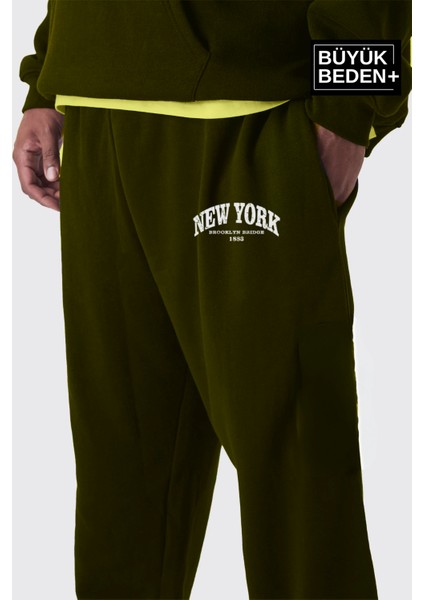 Erkek Büyük Beden Paça Lastikli New York Baskılı Ince Eşofman Altı SPR25BEA48 fiyatları