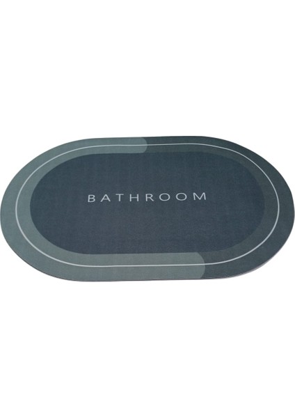 Oval Banyo Paspası Kaymaz Tabanlı Süper Emici Deri Banyo Paspası Abdest Paspası 60X40 cm
