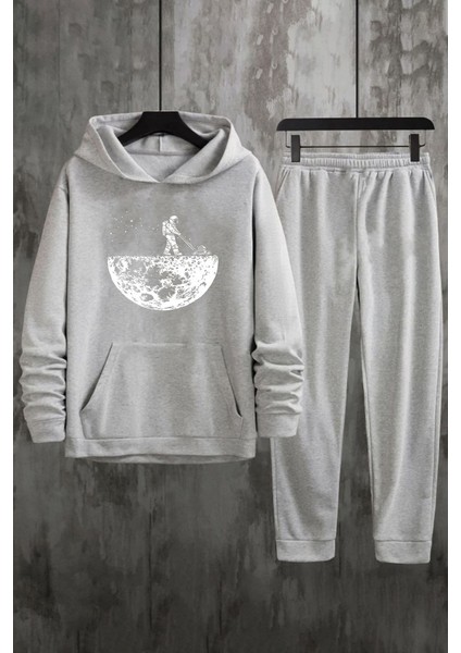 Uygun Tarz Unisex Uzay Temalı Baskılı Eşofman Takımı