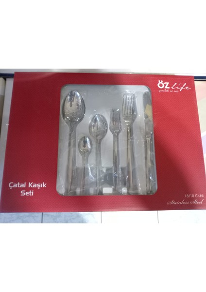 72 Parça 12 Kişilik Kutulu Çatal Kaşık Bıçak Takımı Ela Sade