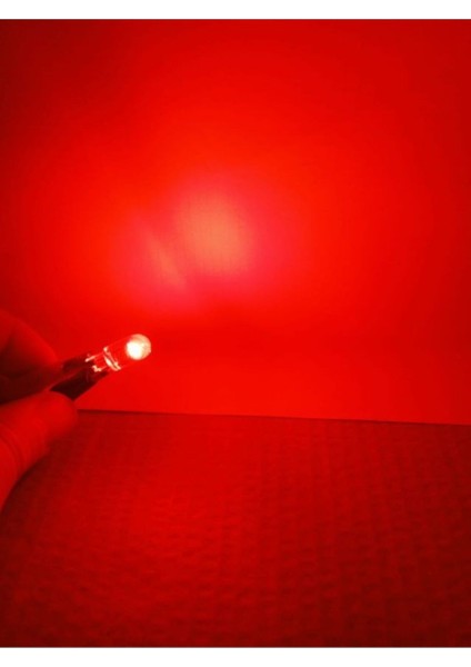 T10 LED 5W Red Crystal Dipsiz Ampul Cob LED Kristal Cam Kırmızı