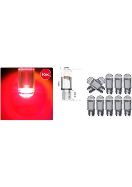 T10 LED 5W Red Crystal Dipsiz Ampul Cob LED Kristal Cam Kırmızı
