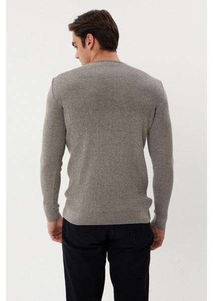 3636 Bisiklet Yaka Kendinden Desenli Çelik Örgü Erkek Kazak modelleri