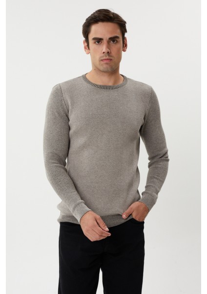 3636 Bisiklet Yaka Kendinden Desenli Çelik Örgü Erkek Kazak indirimleri