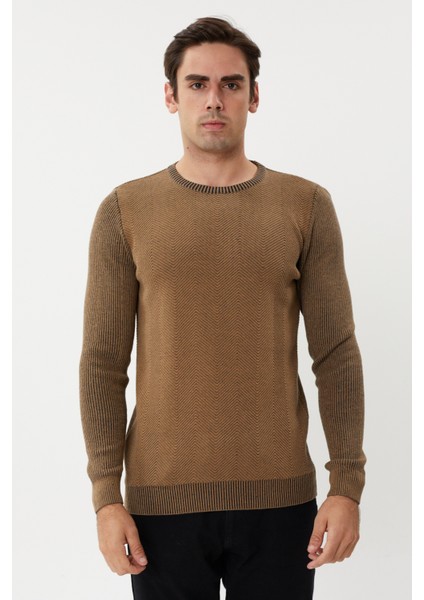 3636 Bisiklet Yaka Kendinden Desenli Çelik Örgü Erkek Kazak modelleri