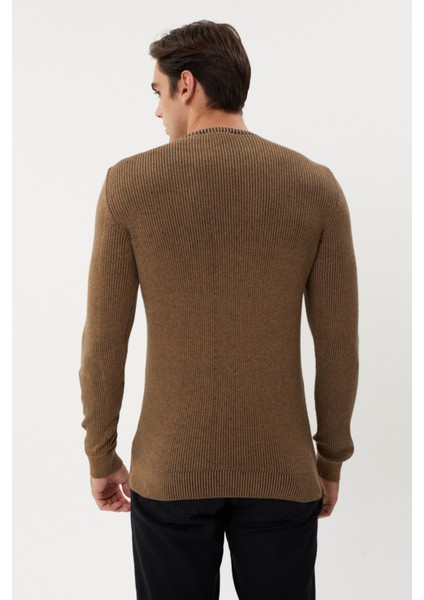 3636 Bisiklet Yaka Kendinden Desenli Çelik Örgü Erkek Kazak indirimleri