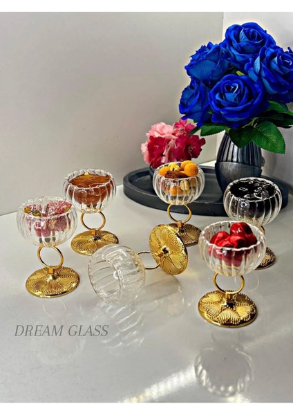 Cidarlı Cam Gold Ayaklı Lokumluk & Reçellik & Çerezlik & Şekerlik
