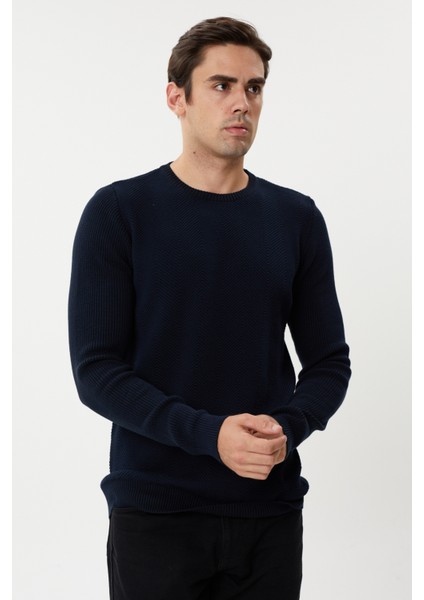 3636 Bisiklet Yaka Kendinden Desenli Çelik Örgü Erkek Kazak fiyatları