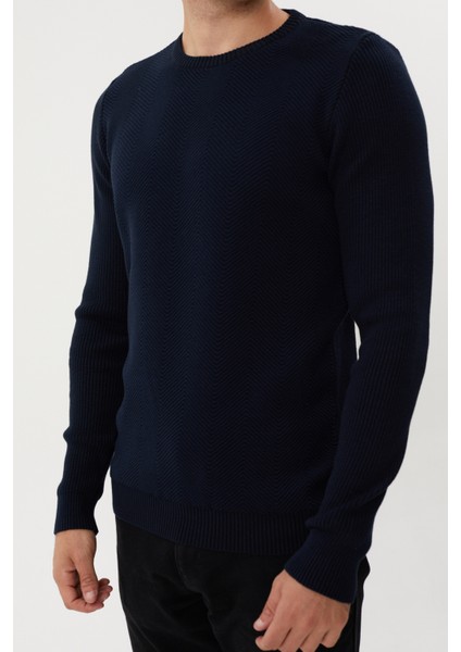 3636 Bisiklet Yaka Kendinden Desenli Çelik Örgü Erkek Kazak modelleri