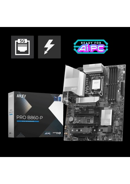 Msı Pro B860-P Soket 1851 Ddr5 8600MHZ(OC) 3xm.2 1x Tb4 HDMI Dısplay 5g Lan Atx