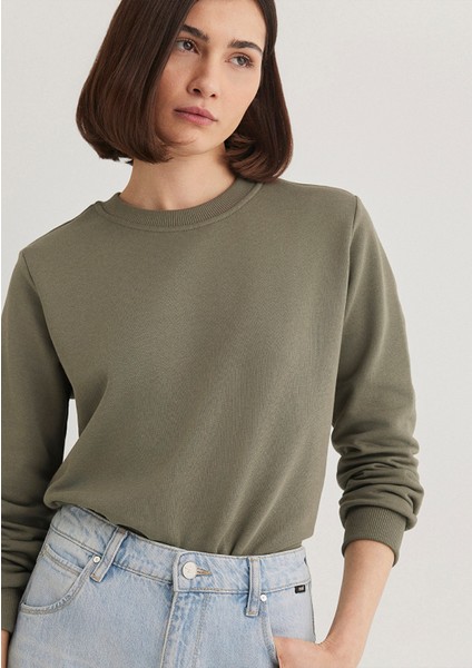 Bisiklet Yaka Yeşil Sweatshirt 1S10183-70121