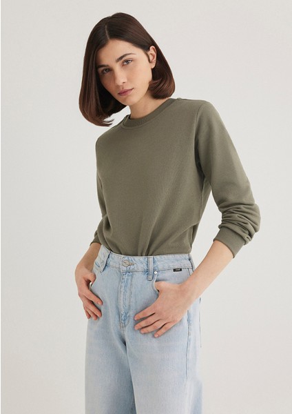 Bisiklet Yaka Yeşil Sweatshirt 1S10183-70121
