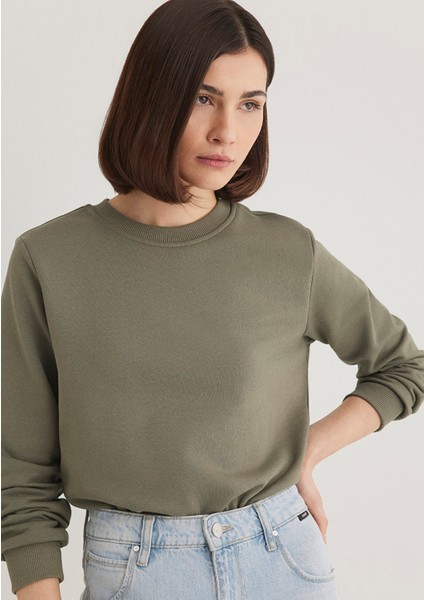 Bisiklet Yaka Yeşil Sweatshirt 1S10183-70121