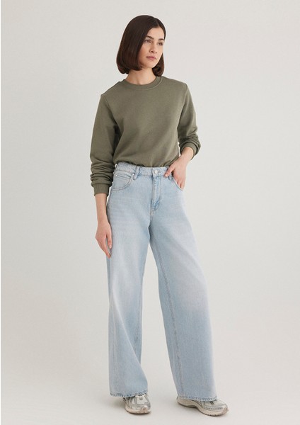 Bisiklet Yaka Yeşil Sweatshirt 1S10183-70121
